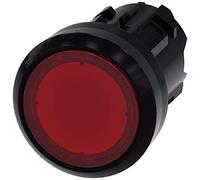 Siemens 3SU10010AD200AA0 Illum.Pulsador como luz indicadora, Plástico, IP66, IP67, IP69K Protección Calificación de Plástico Negro, 22 mm, Rojo