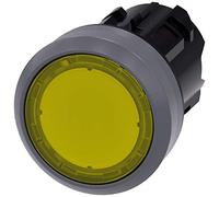 Siemens 3SU10310AB300AA0 Pulsador iluminado, plástico con anillo frontal de metal, IP66, IP67, IP69K, clasificación de protección, metal mate, 22 mm, amarillo