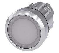Siemens 3SU10510AA600AA0 Pulsador iluminado, plástico y metal, IP66, IP67, IP69K, protección de metal brillante, 22 mm, color blanco