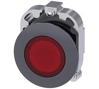 Siemens 3SU10610JD200AA0 Pulsador iluminado, plástico y metal, IP66, IP67, IP69K, clasificación de protección de metal mate, 30 mm, rojo