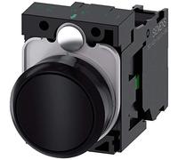 Siemens 3SU11000AB101BA0 Pulsador, 5 a 500 voltios, plástico, IP66, IP67, IP69K, clasificación de protección, plástico, 22 mm, negro