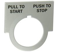 Siemens 52NL47 Placa de leyenda con inscripción de alta resistencia, resistente al agua y al aceite, clase 51 y 52, 1-7/16 pulgadas de altura, 2 cm de ancho, inscripción "Pull to Start PUSH TO STOP"