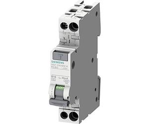 SIEMENS 5SV13166KK16 FI/LS Compacto RCBO 1P+N 6 kA TypA 30 mA B16 230 V, Corriente Residual y protección contra sobrecarga en 1TE (50% de Ahorro de Espacio)