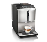 Siemens Cafetera automática EQ300 TF303E07 para muchas especialidades de café, espumador de leche, molinillo de cerámica, función OneTouch, 1300 W, acero inoxidable plateado metálico