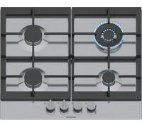 Siemens Cocina de gas EC6A5HI90 iQ500, 60 cm, tecnología stepFlame, mordaza de metal extraíble, soporte continuo de hierro fundido, quemador doble wok de 3,5 kW, cierre de seguridad de gas, acero