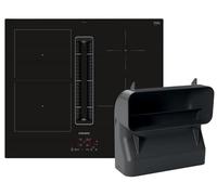 Siemens ED611BGA6 - Placa de cocina con extractor (inducción), 60 cm, compuesto por placa ED611BS16E iQ300, soporte sin marco, touchControl, powerBoost y arco de canal plano HZ9VDSB4, 90°, color negro