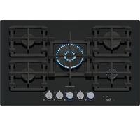 Siemens ER7A6RH40 iQ700 - Placa de cocción de gas, 75 cm, tecnología stepFlame, cookConnect, campana automática inteligente, pantalla digital, botones metálicos extraíbles, vidrio templado, Home
