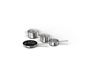 Siemens HZ9SE040 - Juego de 4 utensilios de cocina de alta calidad para todo tipo de cocinas eléctricas, incluida inducción