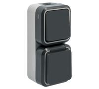 Siemens - Interruptor de Encendido y Apagado con Toma 2P+T Impermeable Gris IP55 - Montaje en saliente - Resistente y fiable