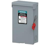 Siemens LNF221RLLA Interruptor de seguridad cerrado de 30 amperios, 2 polos, 240 V General Duty Max Series con lengüeta de tierra instalada de fábrica, no fusible, al aire libre