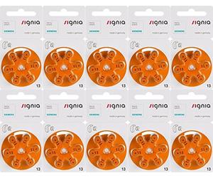 Siemens Signia 24606 - Pilas para audífonos (60 Unidades, tamaño 13), Color Naranja
