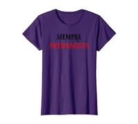 Siempre Antifascista Resist Anti Fascism Fight Pro Democracy Camiseta, Mujer, Morado, M
