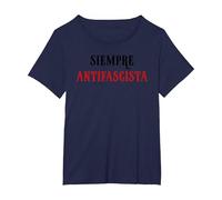 Siempre Antifascista Resist Anti Fascism Fight Pro Democracy Camiseta, Mujer Tallas Grandes, Azul Marino, 1XL Grande