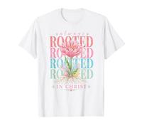 Siempre arraigado en Cristo Floral Fe Cristiana Flor Primavera Camiseta