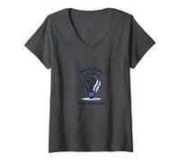 Siempre en la Tarea Siempre entendiendo la Bombilla Cerebral Camiseta Cuello V, Mujer, Jaspeado Oscuro, S