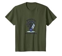 Siempre en la Tarea Siempre entendiendo la Bombilla Cerebral Camiseta, Niños, Verde Oliva, 10 años