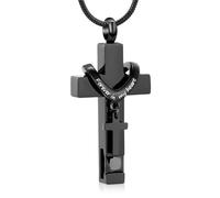 Siempre en mi corazón piedra de nacimiento personalizada doble cruz urna colgante cremación joyería para cenizas cruz ceniza keepsake, Acero inoxidable, No es una piedra preciosa