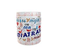 Siempre en tu mano Taza Personalizada PEDIATRAS. Frase La vida es mejor con PEDIATRAS como tú. Y tirita con NOMBRE. Taza de Cerámica.