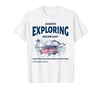 Siempre explorando Nunca perdido fogata océano Aventura al Aire Libre Camiseta