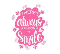 Siempre hay una razón para sonreír Decoración de vinilo para pared 41x50.4cm Incluye kit de película de transferencia Rosa