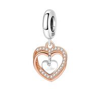 SIEMPRE JUNTOS Charm colgante de corazones entrelazados, Charm de cuentas de plata esterlina 925 auténtica, compatible con con pulsera Pandora
