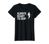 Siempre Listo para Saltar Camiseta gráfica económica, Mujer, Negro, L