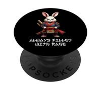 Siempre Lleno De Rabia. Conejito En Disfraz De Samurai PopSockets PopGrip Adhesivo