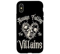 Siempre me estoy enamorando de los villanos, amantes de las calaveras con forma de corazón y alambre de púas Carcasa para iPhone X/XS