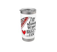 Siempre seré tu mayor fan del béisbol mamá deporte mamá Vaso térmico de acero inoxidable de doble pared