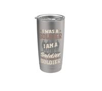 Siempre seré un soldado, un veterano masculino vintage Vaso térmico de acero inoxidable de doble pared