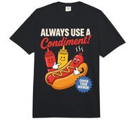 Siempre Use un condimento para Cubrir su Humor Divertido de Perro Caliente Salchicha Comfort Colors Adult Heavyweight T-Shirt