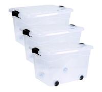 Siena Home Anzio - Caja de almacenaje (60 L, 3 unidades, con ruedas)