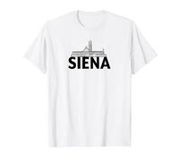 Siena Italia Ciudad Skyline Silueta Esquema Bosquejo Camiseta, Hombre, Blanco, M