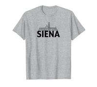 Siena Italia Ciudad Skyline Silueta Esquema Bosquejo Camiseta, Hombre, Gris Jaspeado, 6XL