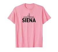 Siena Italia Ciudad Skyline Silueta Esquema Bosquejo Camiseta, Hombre, Rosado, L