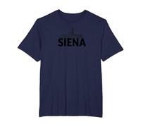 Siena Italia Ciudad Skyline Silueta Esquema Bosquejo Camiseta, Hombre Tallas Grandes, Azul Marino, 6X Alto