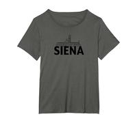 Siena Italia Ciudad Skyline Silueta Esquema Bosquejo Camiseta, Mujer Tallas Grandes, Asfalto, 6XL Grande