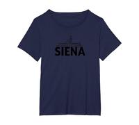 Siena Italia Ciudad Skyline Silueta Esquema Bosquejo Camiseta, Mujer Tallas Grandes, Azul Marino, 2XL Grande