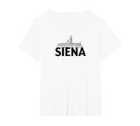 Siena Italia Ciudad Skyline Silueta Esquema Bosquejo Camiseta, Mujer Tallas Grandes, Blanco, 2XL Grande