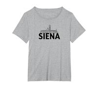 Siena Italia Ciudad Skyline Silueta Esquema Bosquejo Camiseta, Mujer Tallas Grandes, Gris Jaspeado, 1XL Grande