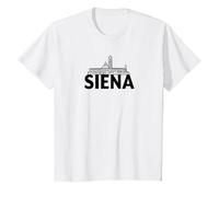 Siena Italia Ciudad Skyline Silueta Esquema Bosquejo Camiseta, Niños, Blanco, 6 años