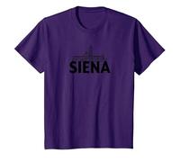 Siena Italia Ciudad Skyline Silueta Esquema Bosquejo Camiseta, Niños, Morado, 8 años
