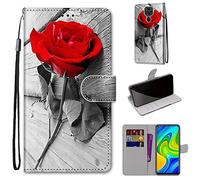 SIENIANLINE Funda para Xiaomi Redmi Note 9, Funda Libro Xiaomi Redmi Note 9/Redmi 10X, PU Cuero Flip Carcasa Fundas Móvil de Tapa Libro para Xiaomi Redmi Note 9 6,53"