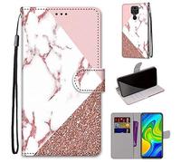 SIENIANLINE Funda para Xiaomi Redmi Note 9, Funda Libro Xiaomi Redmi Note 9/Redmi 10X, PU Cuero Flip Carcasa Fundas Móvil de Tapa Libro para Xiaomi Redmi Note 9 6,53"