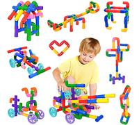 SIENIANLINE Juguete de Bloques de Construcción de Tuberías, 96 Piezas Juegos de Construcción de Cerraduras Stem Creativos de ensamblaje con Ruedas - Kit Educativo Sensorial de Enclavamiento