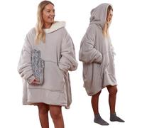 Sienna SBSHHODSI36 Manta Sherpa Ultra Suave Fleece Cálido Sudadera con Capucha Extragrande y cómoda Adolescentes Niños Bolsillo Grande-Gris Plateado, Silver Grey, Talla Única Unisex Adulto