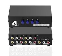 SIENOC 4-Way Interruptor AV 4 en 1 de Cada selector RCA de Audio y vídeo L/R Caja de Interruptor Splitter Negro para Consolas de Videojuegos DVD STB