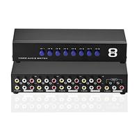 SIENOC 8-Way Interruptor AV 8 en 1 de Cada selector RCA de Audio y vídeo L/R Caja de Interruptor Splitter Negro para Consolas de Videojuegos DVD STB