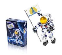 SIENON Astronauta Toy Kit para niños a partir de 6 años, 229 piezas de construcción de astronautas que sostiene la bandera con articulaciones móviles, DIY Spaceman Assembly Construction STEM Toy City