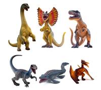 SIENON Jurassic - Juego de 6 figuras de dinosaurio realistas de dinosaurio dilofosaurio azul Velociraptor T-Rex Mosasaurus Brachiosaurus Pterosaur Dinosaur Figuras decorativas para tarta